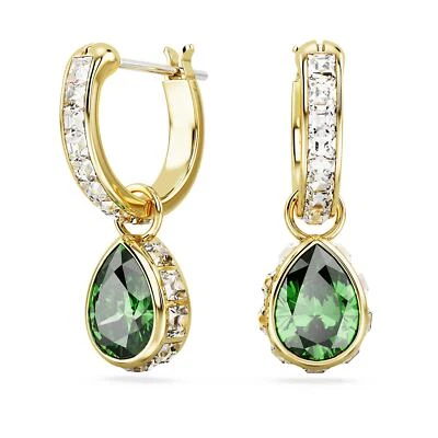 Swarovski Chroma Drop Earrings Pear Cut, Green, Gold-Tone Plated 5662922 - Image 1 of 4