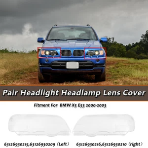 Cubierta de lente transparente para faros delanteros izquierda+derecha BMW X5 E53 2000-2003 - Imagen 1 de 12