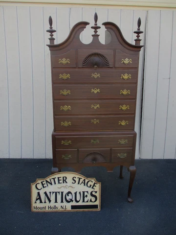 64315 Antique FLINT Furniture  Mahogany High Boy Dresser Chest Cover