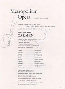 RISE STEVENS opera mezzo soprano & LUCINE AMARA soprano signed program of Carmen - Picture 1 of 1