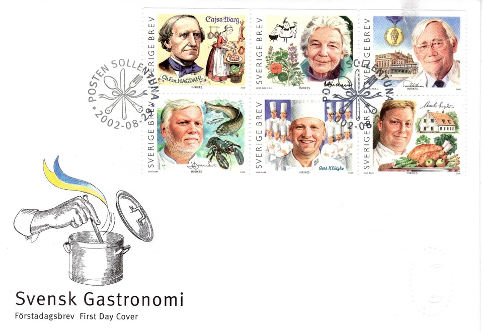 SWEDEN FDC GASTRONOMY CHEFS CUISINE  2002 ISSUE - Image 1 of 1