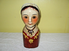 Vintage ceramic lady head flower Vase in red