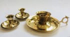 Shiny Brass Candlestick Candle Chamber Stick Holder Drip Dish Wee Willie Winkie