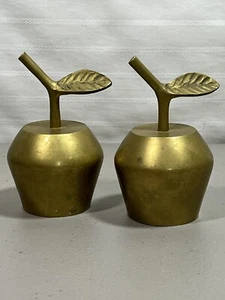 Vintage Solid Brass Apple Shaped Bell Embossed Leaves Brass Bell Made in India - Picture 1 of 7