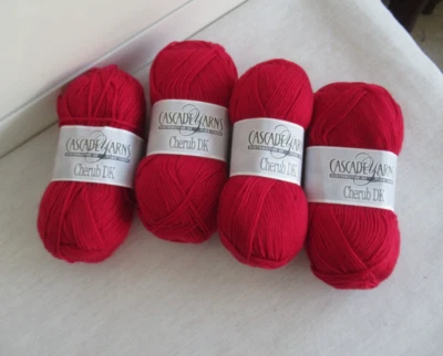 Lote de 4 madejas hilos en cascada querubín DK nailon acrílico hilo 50 g #25 rojo Foto 1 de 4