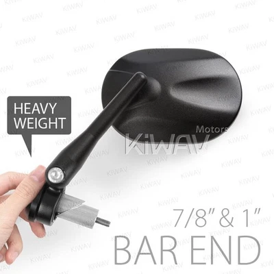 Bar end mirrors heavy weight STARK oval black hollow bar ID 14-24mm fits Honda - Image 1 of 4