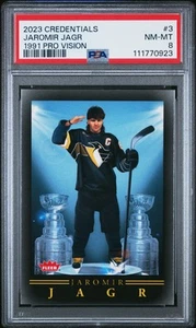 2023-24 Upper Deck Credentials 1991 Pro Vision Jaromir Jagr #3 impresión corta PSA 8 - Imagen 1 de 2
