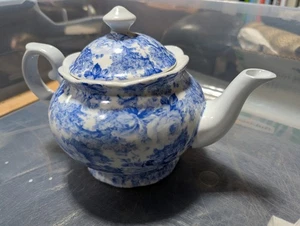 London Keramik - weiß und blau Blumen Teekanne - Bild 1 von 17