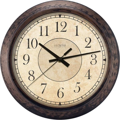 Lacrosse 404-2635 Analog Wall Clock, 14", Rustic Brown - Image 1 of 4