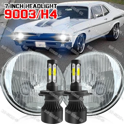 Newest 7 inch Round Led Hi/Lo Sealed Headlights for Chevrolet Nova 1969-1979 A++ - Image 1 of 4