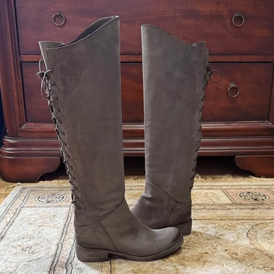 Catálogo Sundance Mujer Talla 5.5-6/UE 36 Alto Botas de Montar Traseras de Cuero con Cordones Foto 1 de 4