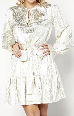 Vestido cansado Michael Kors para mujer grande estampado de cachemira con cuello en V y manga larga Foto 1 de 4