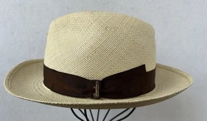 Borsalino Fino Summer Panama Hat Retro Made in Italy - 100% Straw Men's Sz 7 1/8 - Picture 1 of 6