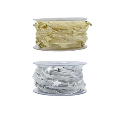  2 Rolle 5M Weihnachtsperle Band Kunststoff Pentagramm Perlen Garn Girlande Band - Bild 1 von 4