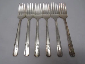 Oneida Prestige Teller GRENOBLE Silverplate Tafelgabeln 1938 6er Set - Bild 1 von 11