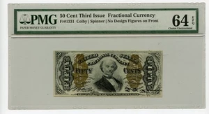 Fr#1331 50c Third Issue Fractional Currency-No Front Design- PMG Choice Unc EPQ - Picture 1 of 2