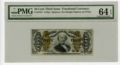 Fr#1331 50c Third Issue Fractional Currency-No Front Design- PMG Choice Unc EPQ - Image 1 of 2