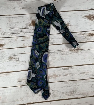 Corbata de seda de diseñador BRANDINI abstracta geométrica patrón Art Nouveau Foto 1 de 4