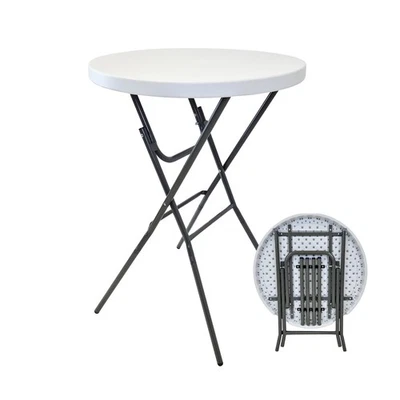Stehtisch Partytisch Bistrotisch klappbar Ø 80 cm 110 cm Klapptisch in weiß - Bild 1 von 4