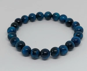 Modeschmuck Armband Naturstein Perlen Blaues Tigerauge  - Bild 1 von 10