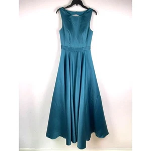 Azazie smaragdgrün Satin ärmellos voller Rock A-Linie langes Kleid Damen A6 - Bild 1 von 14