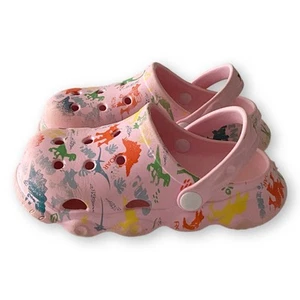 Hubol Dinosaur Croc Clogs Little Kids Size 1.5 Pink and Rainbow Slip On Shoes - Imagen 1 de 12