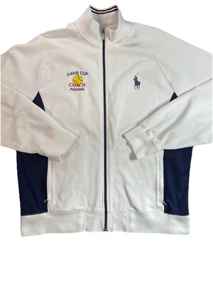 Chaqueta deportiva Polo Ralph Lauren para hombre blanca XL cremallera completa Big Pony Copa Davis Panamá Foto 1 de 4