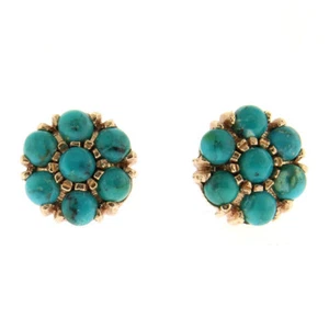 Paar Ohrstecker 14 Karat Roségold und Türkis - Bild 1 von 4