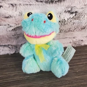 Fuzzy Friends Teal Yellow Swirl Frog Plush 5" Stuffed Animal Greenbrier - Picture 1 of 5