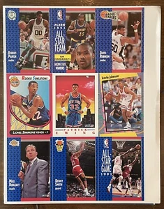 🏀1991 Fleer NBA Uncut Sheet Factory Promo Magazine🏀 Insert Set Jordan Ewing - Picture 1 of 4