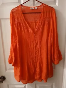Cato Damen Koralle Orange Spitzenbesatz Top. Größe 26/28W. - Bild 1 von 14
