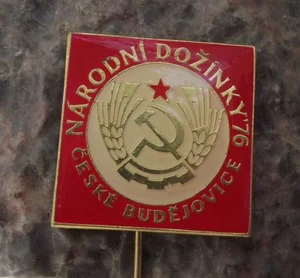 1976 Erntefest Tschechoslowakei Kommunistische Landwirtschaft Feier Pin Anstecker - Bild 1 von 4