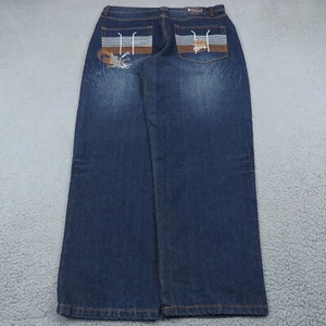 VTG Makaveli Jeans Men 38x32 Baggy Pipes Embroidered Grunge Skater Tupac 90s Rap - Picture 1 of 14
