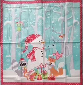 Christmasy "Frosty Forest" Cherry Guidry/Benartex Cotton Fabric Panel 24"x44" - Picture 1 of 4