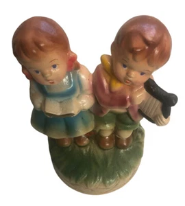 Japan Music Box Chalk Ware Rotating Music Box Children Harp Japan Vintage  - Picture 1 of 12