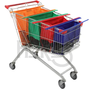 4-Piece Reusable Shopping Trolley Bag Set – Orange, Green, Red & Blue - Picture 1 of 6