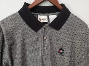 Walt Disney World Black Polo Shirt Mens Size XL Gray Striped - Picture 1 of 6