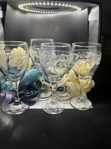 Libbey Vintage Set Klar Stiel Goldrand Kelche 14er Set. Wunderschön - Bild 1 von 6