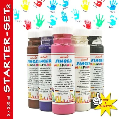 WERNER play malmit® Fingerfarbe 5er Startset2 Fingermalfarbe 250ml Malfarbe Kinderfarbe