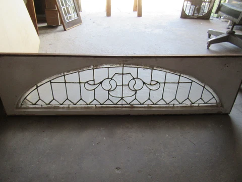 ~ ANTIQUE STAINED GLASS TRANSOM WINDOW ~ 64.25 x 17.75 ~ ARCHITECTURAL SALVAGE Cover