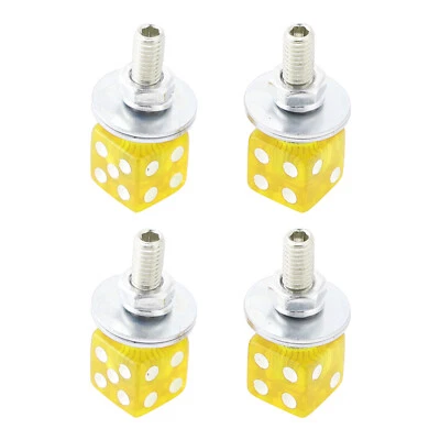 4 STK Kennzeichenschrauben Befestigung Gelb Würfel Chopper Custom Motorrad - Bild 1 von 4