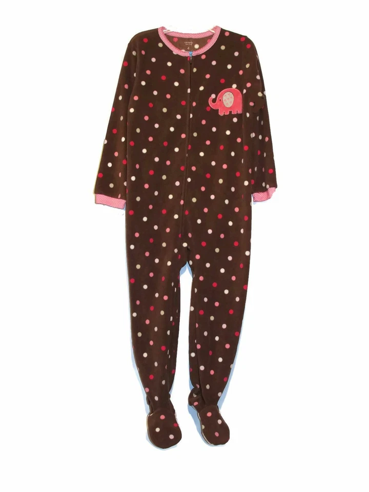 Pijama Carter's para niña a lunares elefante con patas de lana para dormir, talla 4 Foto 1 de 1