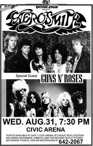 Póster de concierto enmarcado Aerosmith Guns n Rosses Civic Arena - Imagen 1 de 2