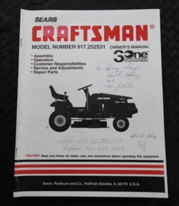 SEARS CRAFTSMAN MODEL 917.252531 LAWN TRACTOR PARTS CATALOG OWNERS MANUAL (1995) - Picture 1 of 4