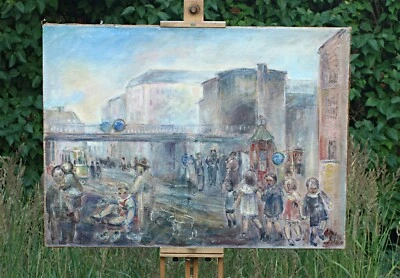 William Georg Alder - Big Brückenszene - Pintura al óleo sobre lienzo - Firmado Foto 1 de 4