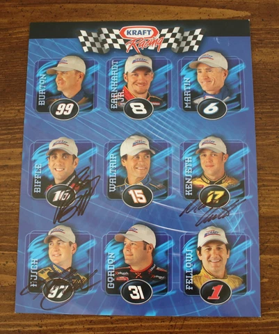 SIGNED Biffle, Matt Kenseth, Busch 2002 KRAFT Racing - Hero Card Postcard NASCAR Cover
