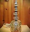 Art Deco Hollywood Regency Lamp Faceted Glass Stacked Cube 28" Chunky Vtg