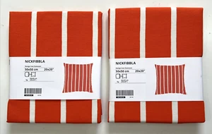 Lot of 2 Ikea NICKFIBBLA Pillow cushion cover, orange white/stripe 20x20" - Picture 1 of 7