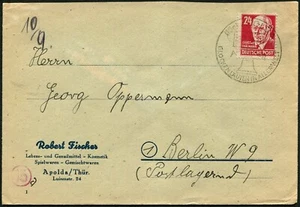 Germany 1949 Apolda Thuringia Soviet Zone to Berlin W9 Cover 24pf Postage - Picture 1 of 1