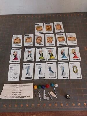 Vintage 1956 Clue Board Game Replacement Parts Suspect Room Weapon Cards Rules - Image 1 of 4